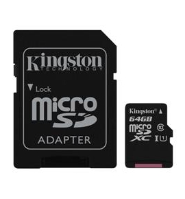microSDXC Kingston Canvas select 64GB UHS-I CL10 80Read + SD Adapter